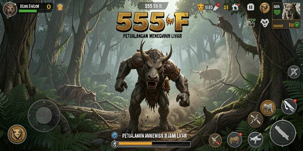 Tampilan gameplay 555F dengan aksi petualangan yang mendebarkan.