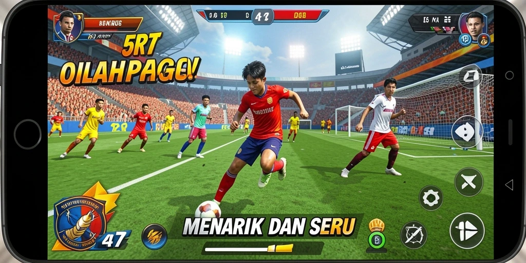 Screenshot gameplay 5RT dengan aksi olahraga yang mendebarkan.