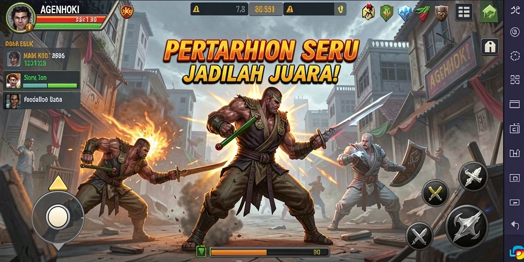 Tampilan gameplay AGENHOKI yang mendebarkan dengan aksi pertarungan seru.