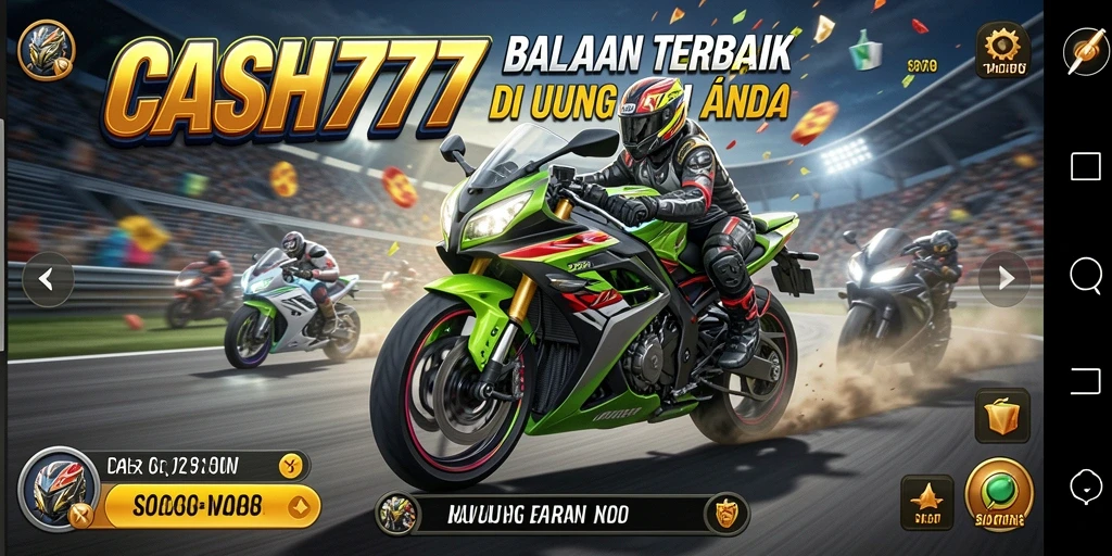 Screenshot utama menunjukkan balapan motor mendebarkan dengan grafis yang menakjubkan.