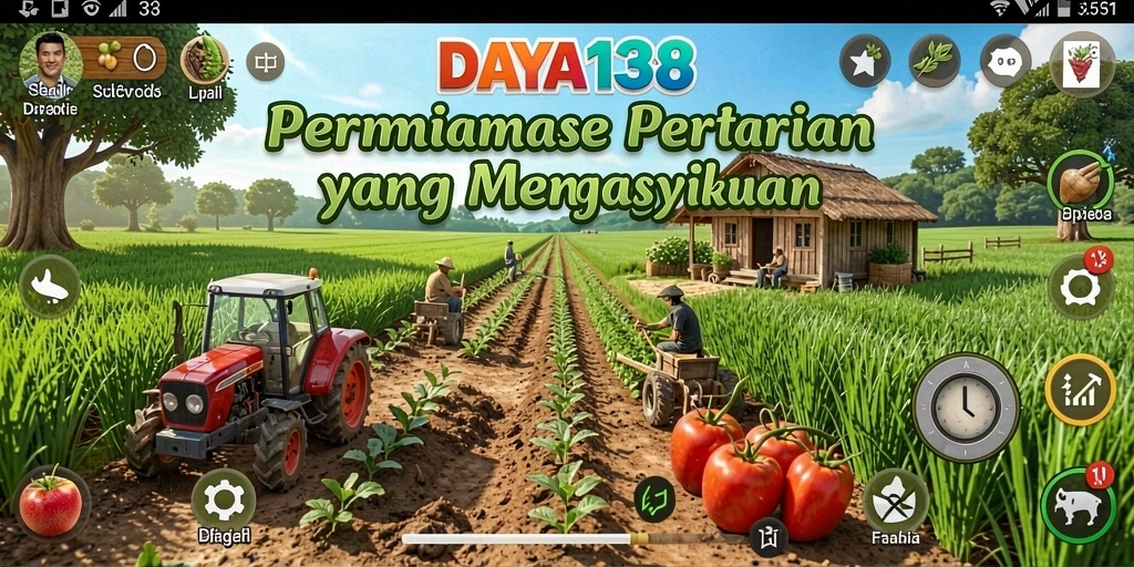 Tampilan menarik dari gameplay DAYA138 yang menggambarkan aktivitas bertani.