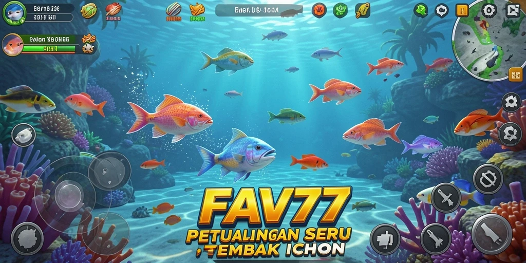 Tampilan screenshot FAV77 dengan aksi menangkap ikan yang seru.