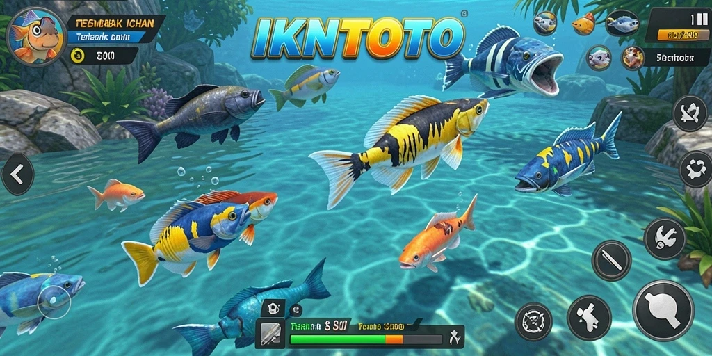 Tampilan gameplay seru dalam IKNTOTO saat menangkap ikan.