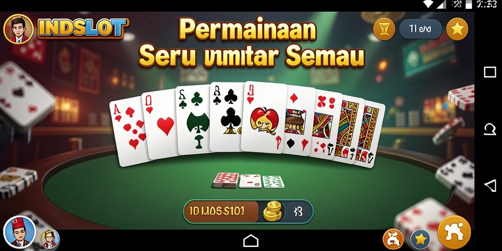 Tampilan gameplay seru di INDSLOT yang menggambarkan suasana permainan Domino.