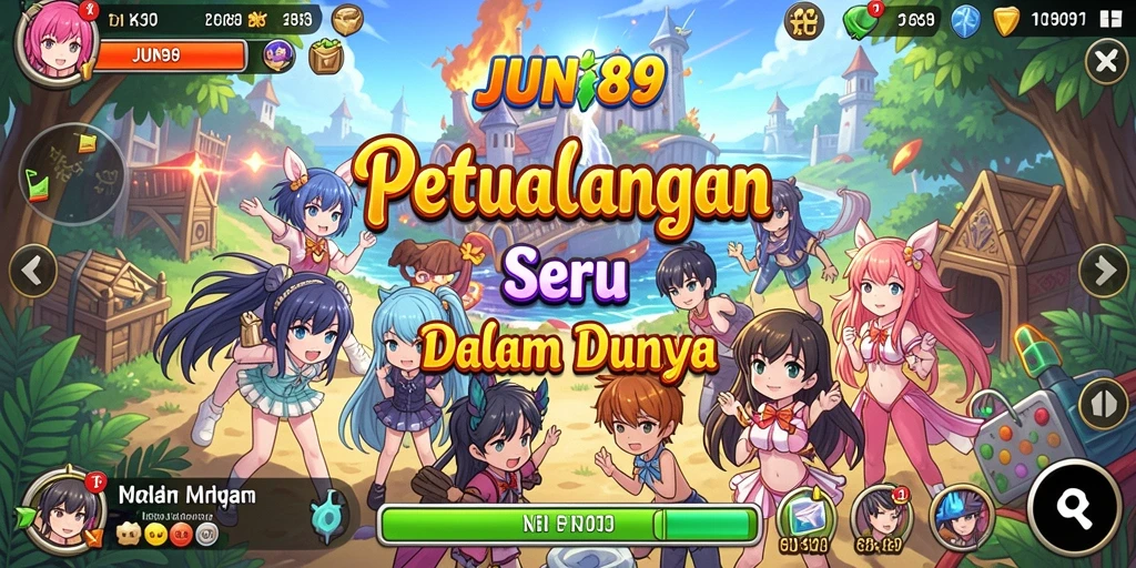 Tangkapan layar gameplay JUN88 menampilkan karakter anime yang epik dalam aksi.