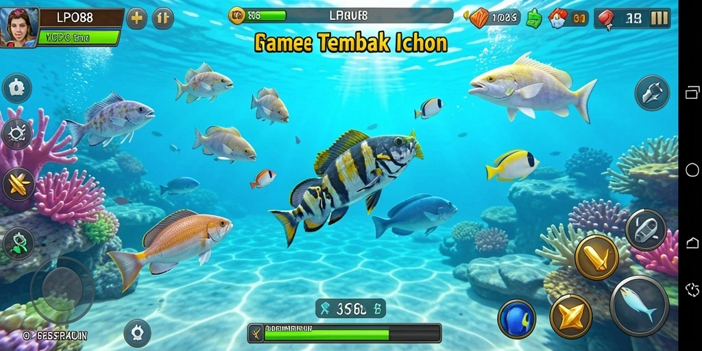 Tampilan gameplay <strong>LPO88</strong> menampilkan aksi menembak ikan yang seru.