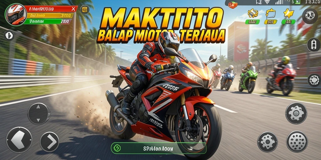 Screenshot gameplay <strong>MAKTOTO</strong> menampilkan aksi balapan motor yang mendebarkan.