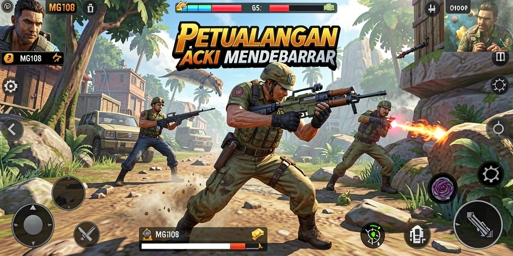 Tangkapan layar dari gameplay MG108 yang mendebarkan.