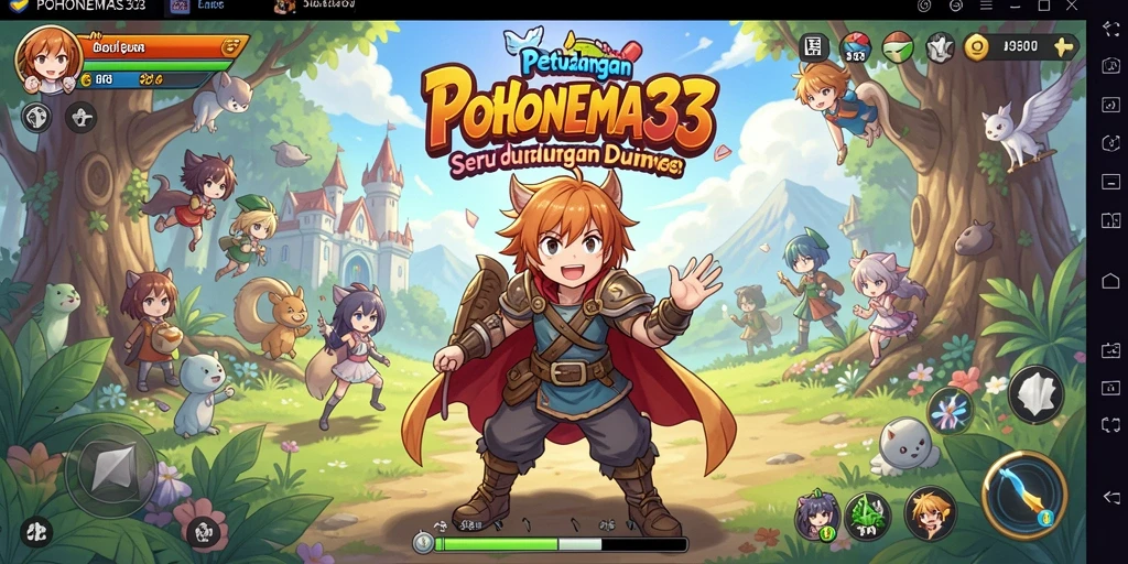 Tampilan gameplay seru dalam POHONEMAS33 yang menunjukkan karakter anime.