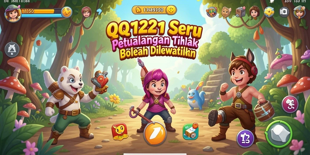 Screenshot gameplay QQ1221 menampilkan karakter petualangan yang sedang menjelajahi dunia.