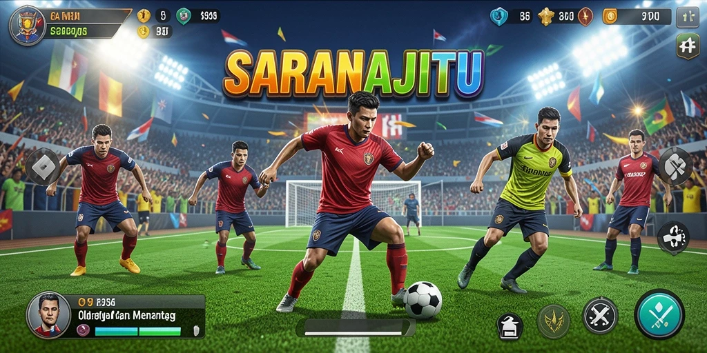 Screenshot utama SARANAJITU menampilkan gameplay kompetitif olahraga.