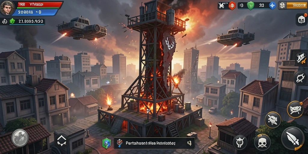 Gameplay seru dalam YYRR dengan menara dan musuh yang beragam.
